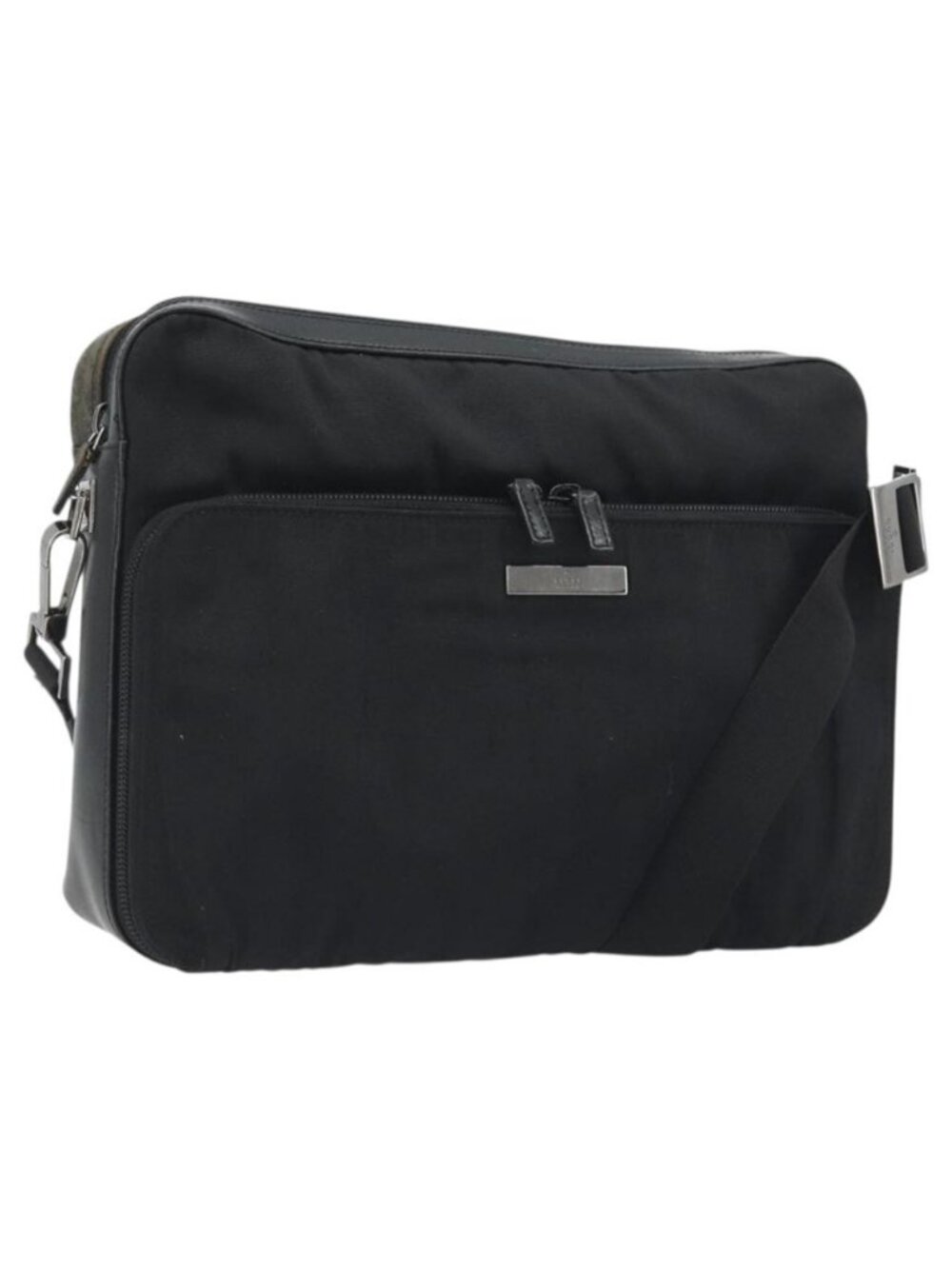 Authentic GUCCI Shoulder Bag Canvas Black Silver 001 3294